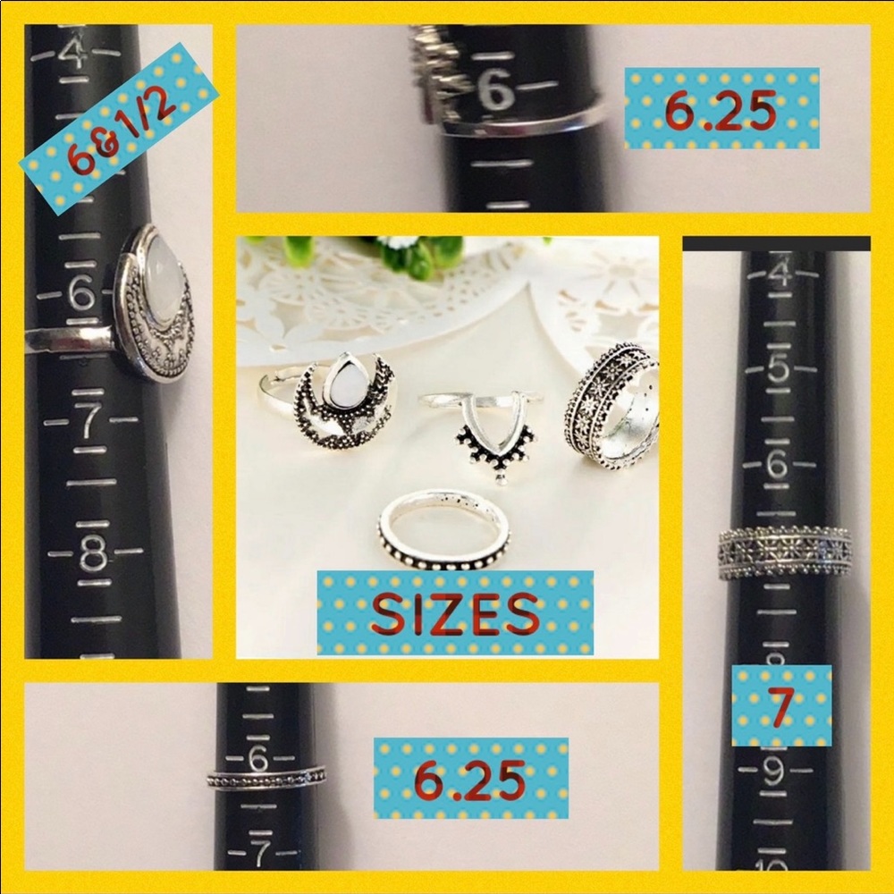 4 piece silver midi ring set